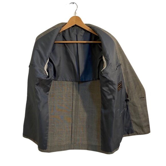 ROGATIS Brown Tweed Plaid Print Men's Vintage Suit Jacket Blazer Sz. S / M - Picture 3 of 12